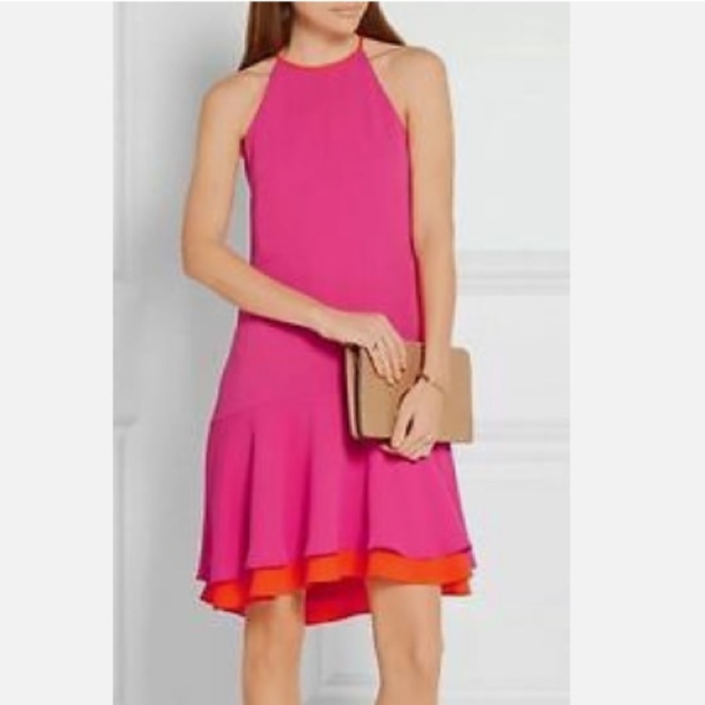 Like new DIANE VON FURSTENBERG KERA COMBO VIVID PINK ORANGE DRESS - Picture 11 of 16